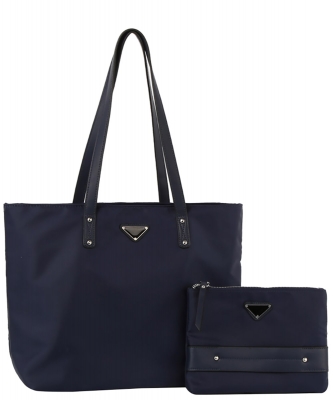 Nylon Triangle Plaque 2-in-1 Shopper GLV0109 NAVY